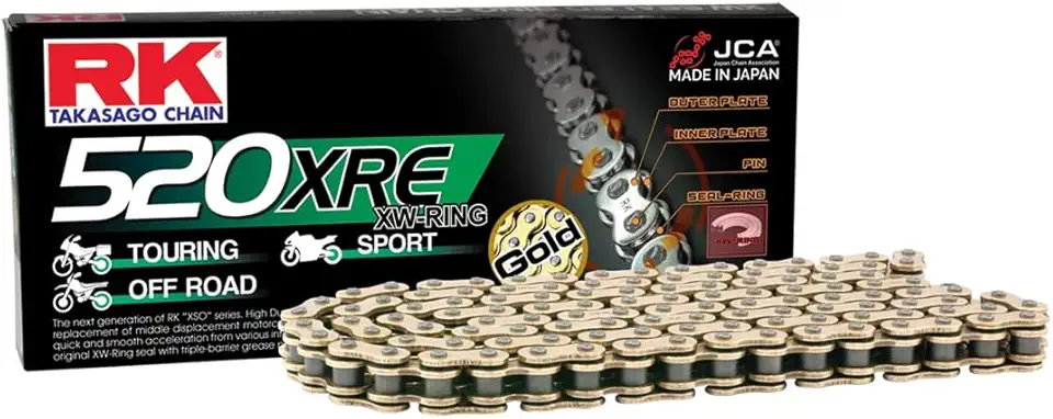 RK Racing Chain GB520XRE-110 Gold 110 Link XW-Ring Chain with Connecting Link