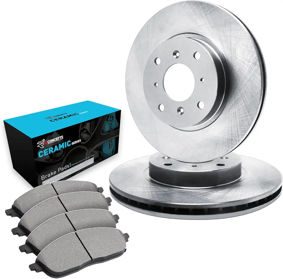R1 Concepts Front Brakes and Rotors Kit |Front Brake Pads| Brake Rotors and Pads| Ceramic Brake Pads and Rotors |fits 1998-2002 Chevrolet Prizm, 1998-2002 Toyota Corolla