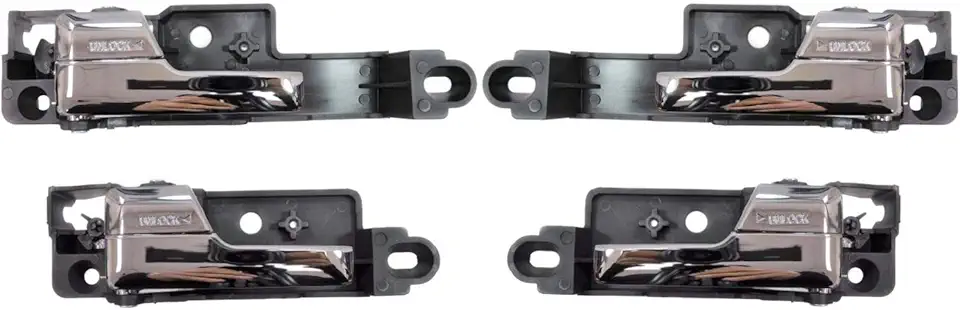 PT Auto Warehouse FO-2929ZM-QP - Inner Interior Inside Door Handle, Metal Chrome Lever - Front/Rear Left/Right, Set of 4