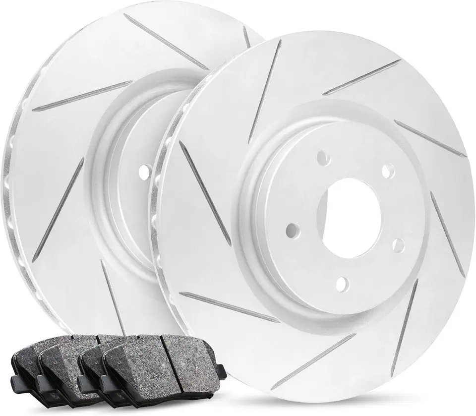 R1 Concepts Front Brakes and Rotors Kit |Front Brake Pads| Brake Rotors and Pads| Ceramic Brake Pads and Rotors |fits 2013-2014 Ford Mustang