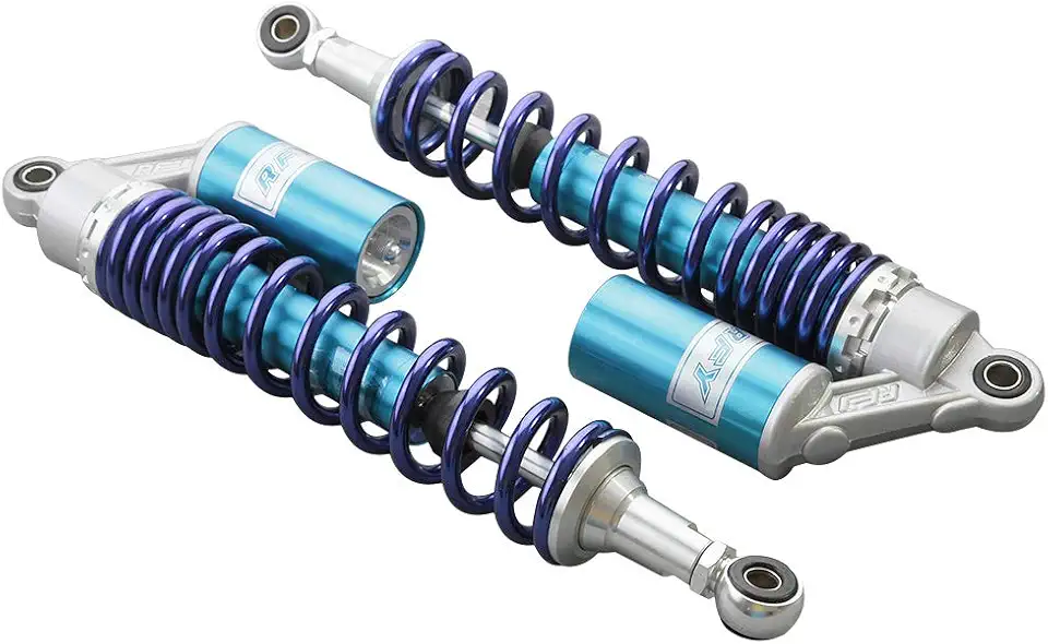 Mallofusa 15.75Inch Motorcycle Pair Rear 400mm Air Shock Absorber Round Hole Universal Compatible for Yamaha YFZ 450 Banshee Honda TRX 450 Quad Kawasaki Suzuki ATV Go Kart, Eye to Eye 400mm Blue