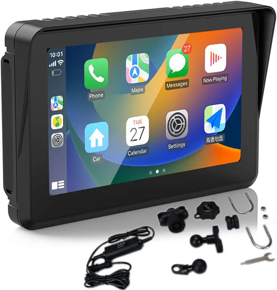 Portable Wireless Carplay & Android Auto for Motorcycle Navigator 5