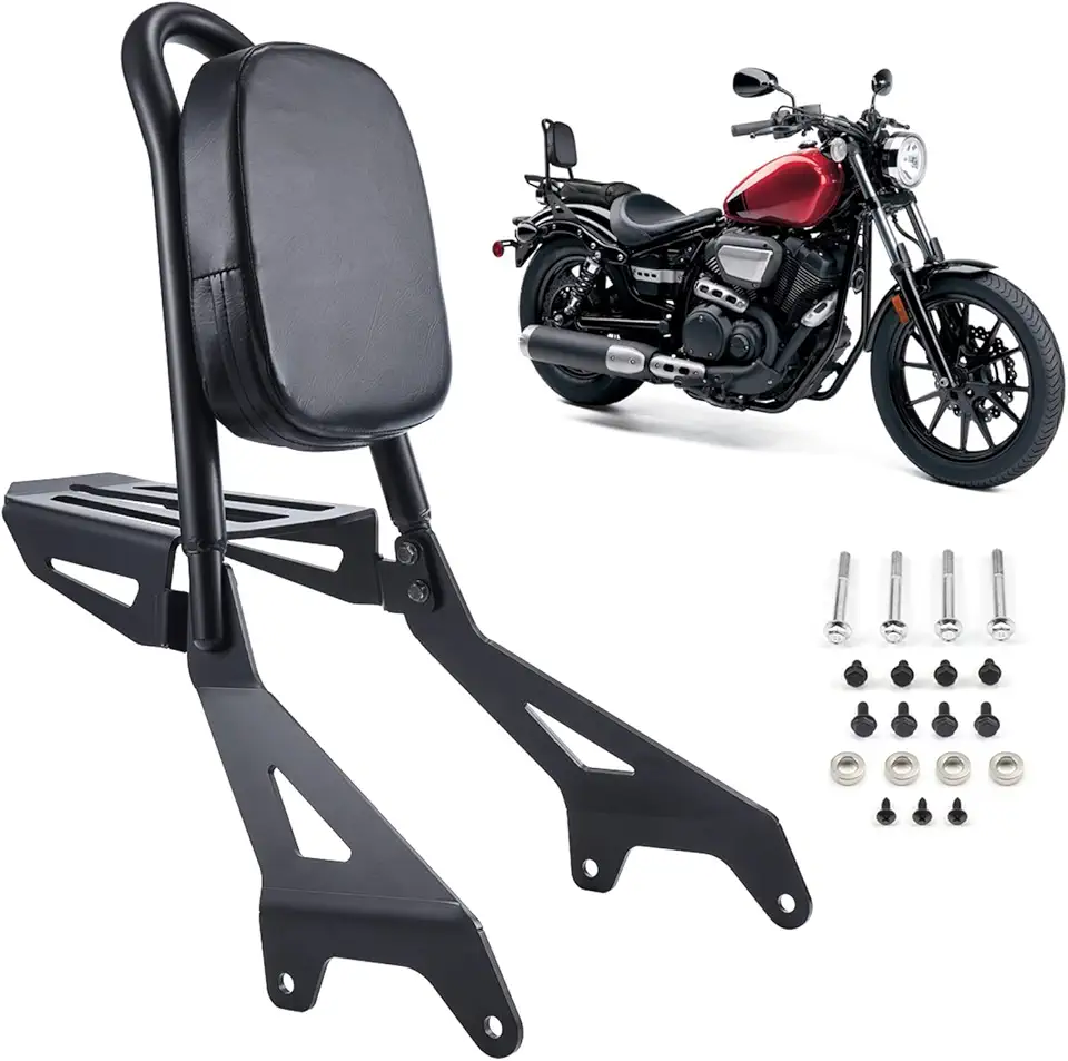 Motorcycle Rear Sissy Bar Backrest with Luggage Rack, Detachable Backrest Passenger Seat Fit for Yamaha Bolt XV950 XVS950 2013-2022