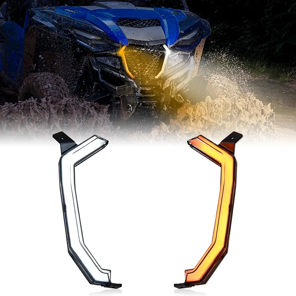 Turn Signal Fang Lights for Yamaha RMAX 1000, Front Grille Fang Accent Signature Light LED Center Grill Light for Yamaha Wolverine RMAX2 RMAX4 1000 2021-2025 Accessories (2PCS)