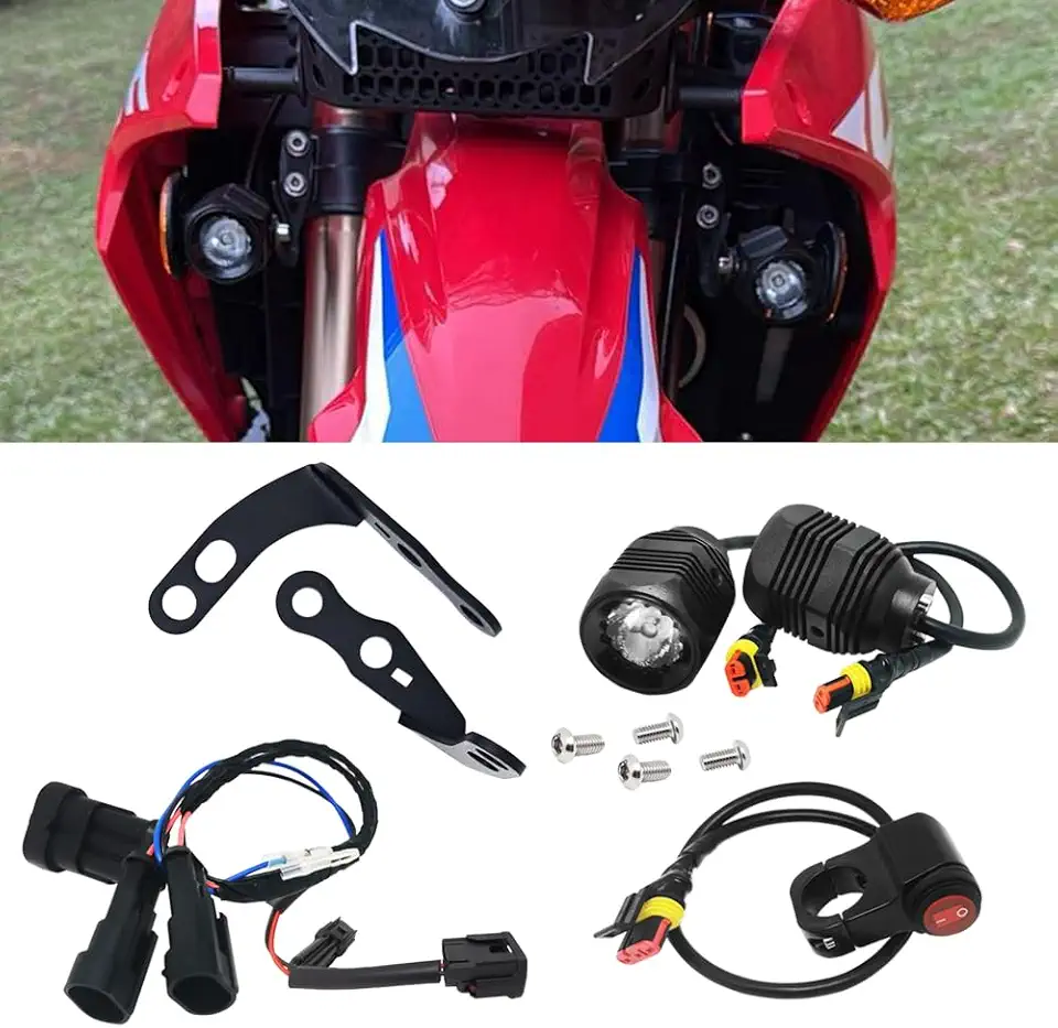 LED Auxiliary Light Kit w/Connector Compatible with Honda CRF300L Rally / CRF250L Rally (2021-current) (Day white)
