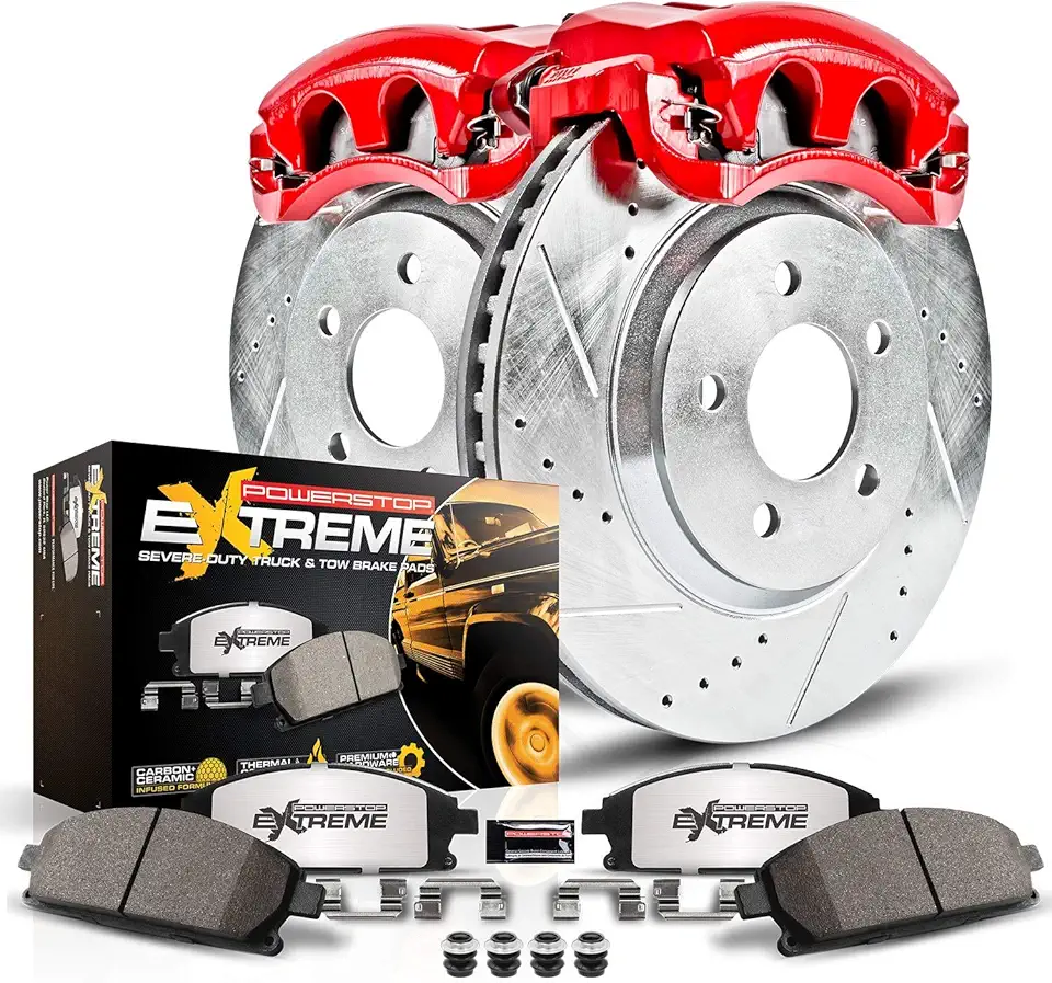 Power Stop KC5244B-36 Front Z36 Truck & Tow Performance Brake Kit with Powder Coated Calipers For Chrysler Voyager 2003 [Model Specific]