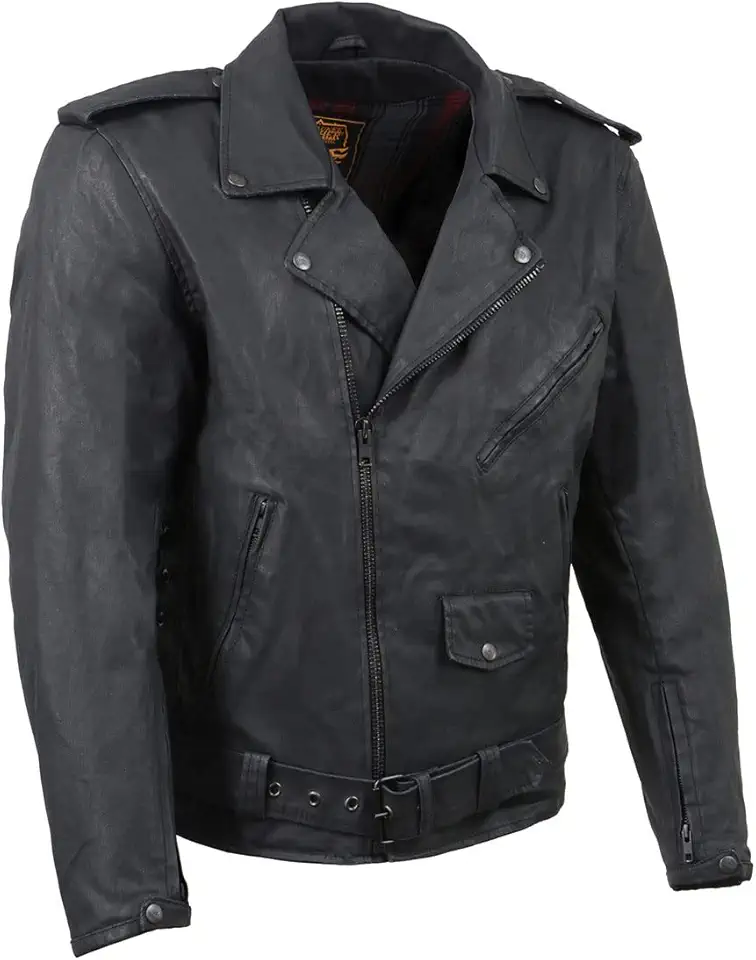 Milwaukee Leather MDM1020 Men's Black Classic 'Waxed' Motorcycle Denim Jacket with Armor