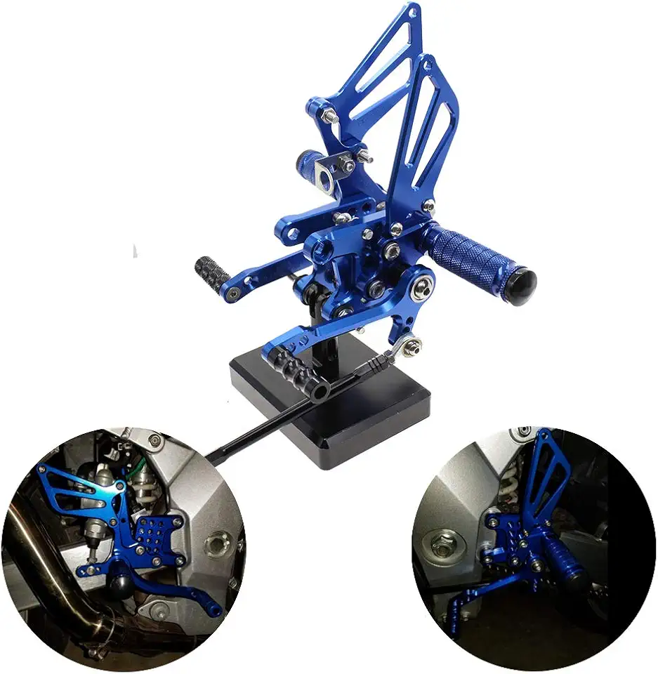 PROCNC Motorcycle Aluminum Rearsets Foot pegs Rear sets Footrest Fit for Suzuki GSXR1000 2000 2001 2002 2003 2004 GSXR750 1996-2005 SV650/SV650S SV1000/S 1998-2014 GSX600 2000-2005 (Blue)