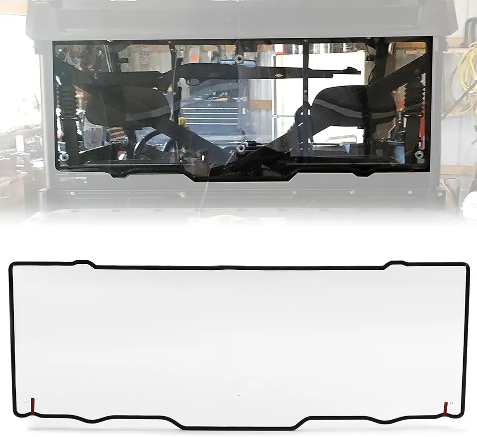 KUAFU Clear Rear Windshield Window Compatible With 2013-2023 Polaris Ranger 900/1000 Crew XP 900/XP1000 XP 570 Full Size/Crew Rear Windscreen Back Window Dust Panel