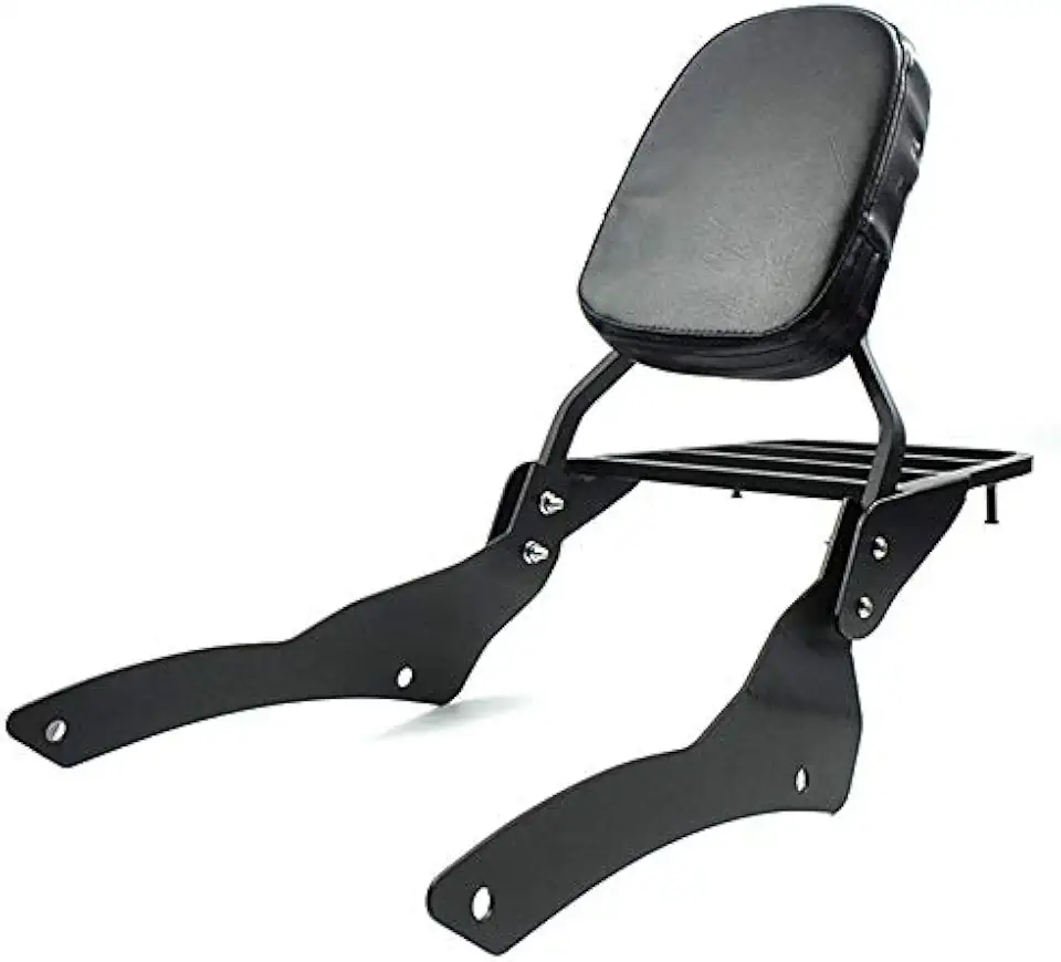 Backrest Sissy Bar+ Luggage Rack Compatible with/Replacement for Yamaha V Star DS 400 650 XVS650A Classic drag star Black