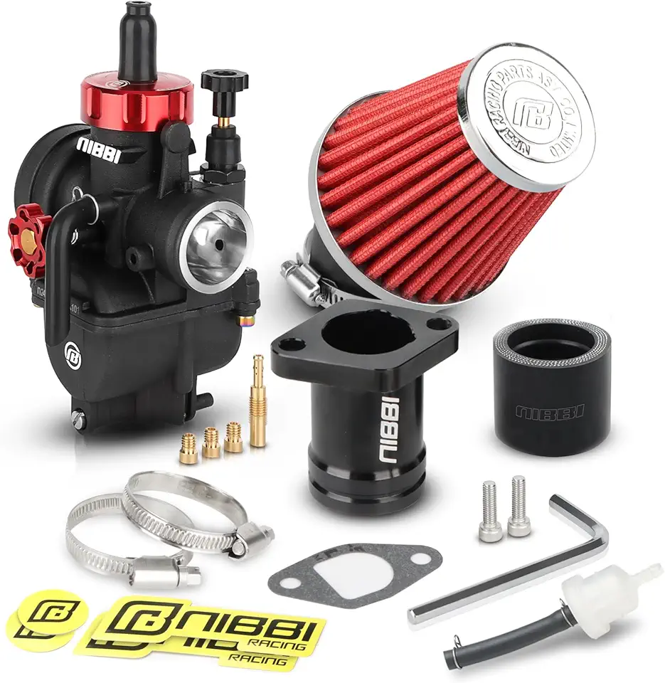 NIBBI PE24mm Carburetor Kit for Predator 212,Upgrade for Coleman Predator 196cc 212cc 224cc Engine Performance Parts with Intake Manifold 48mm Air Filter(Black)