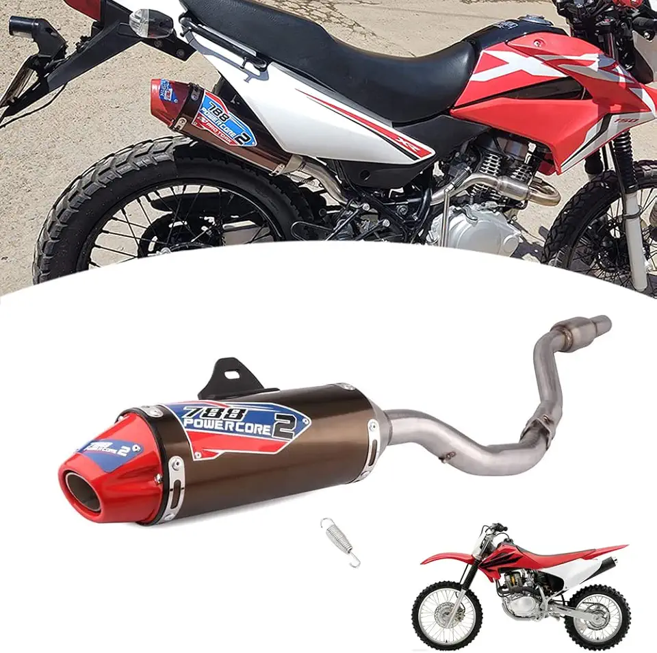 JFG RACING Dirt Bike Slip On Exhaust,Motorcycle Muffler Pipe Full Kit for CRF150F CRF230F 2003-2017/TAO TAO TBR7/HAWK 250-Red