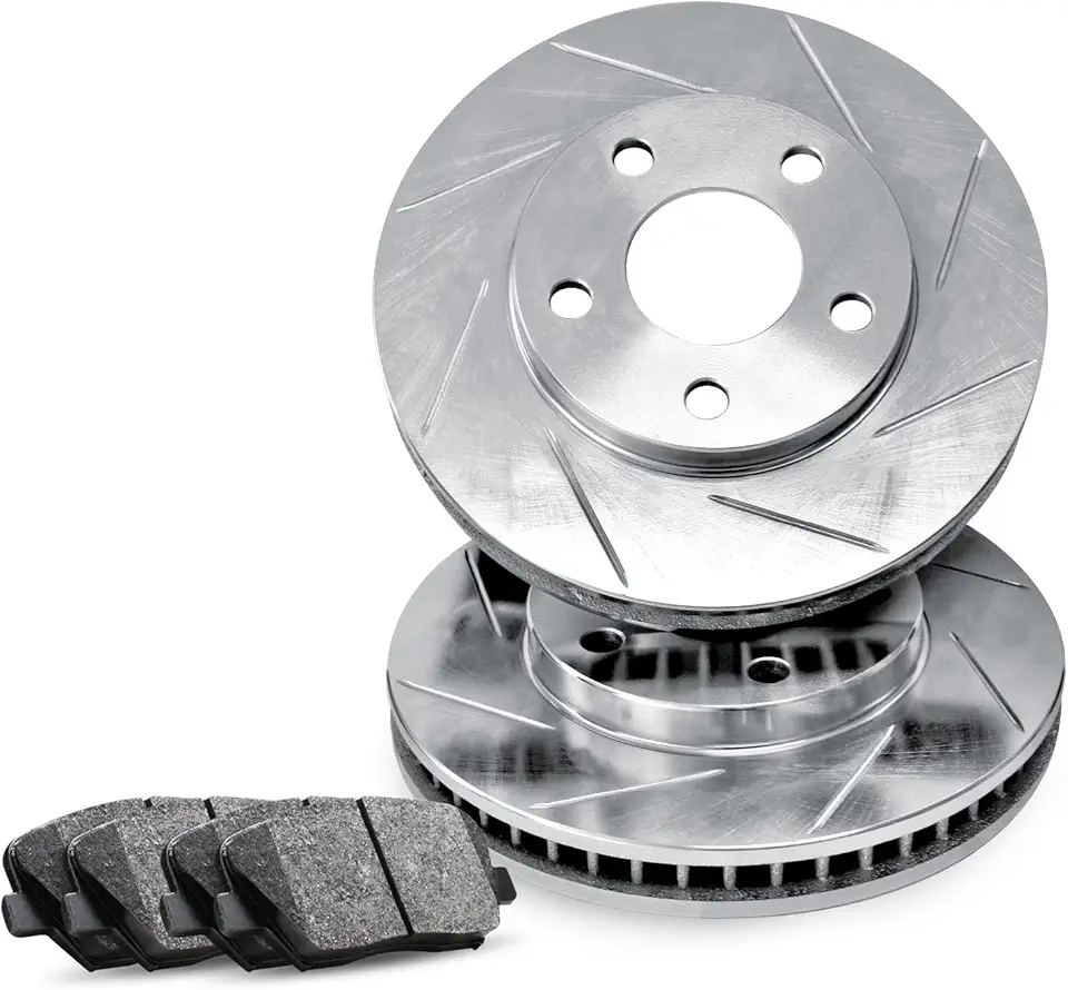 R1 Concepts Front Brakes and Rotors Kit |Front Brake Pads| Brake Rotors and Pads| Ceramic Brake Pads and Rotors |fits 2000 Toyota Celica