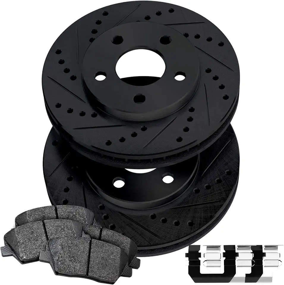 PowerSport Rear Brakes and Rotors Kit |Rear Brake Pads| Brake Rotors and Pads| Ceramic Brake Pads and Rotors |fits 1999-2002 Audi A6 Quattro