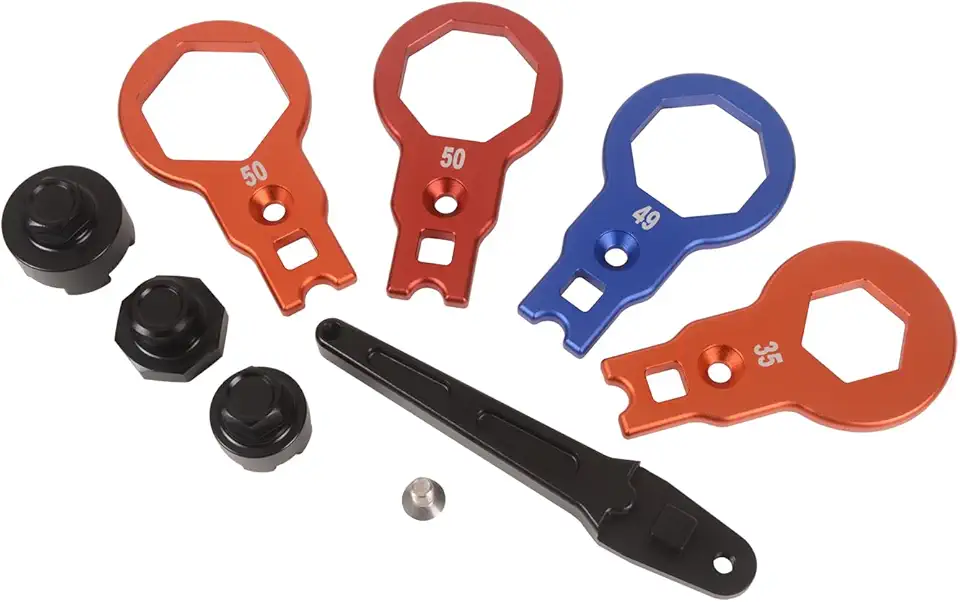 Fork Top Cap Wrench set, Fork Cap Wrench with Fork Compression Valve Removal Tool Compatible with SHOWA, KYB, WP and WP Kit Suspension