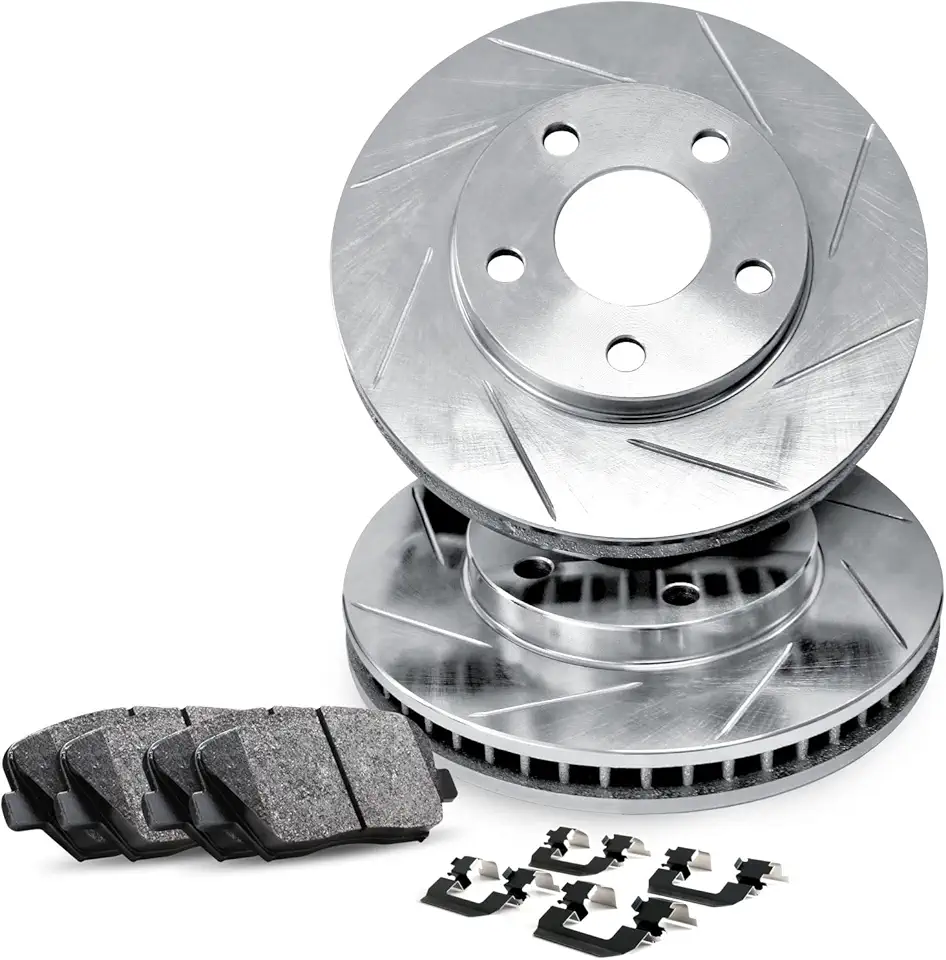 R1 Concepts Front Brakes and Rotors Kit |Front Brake Pads| Brake Rotors and Pads| Ceramic Brake Pads and Rotors |Hardware Kit |fits 1999-2002 Daewoo Lanos