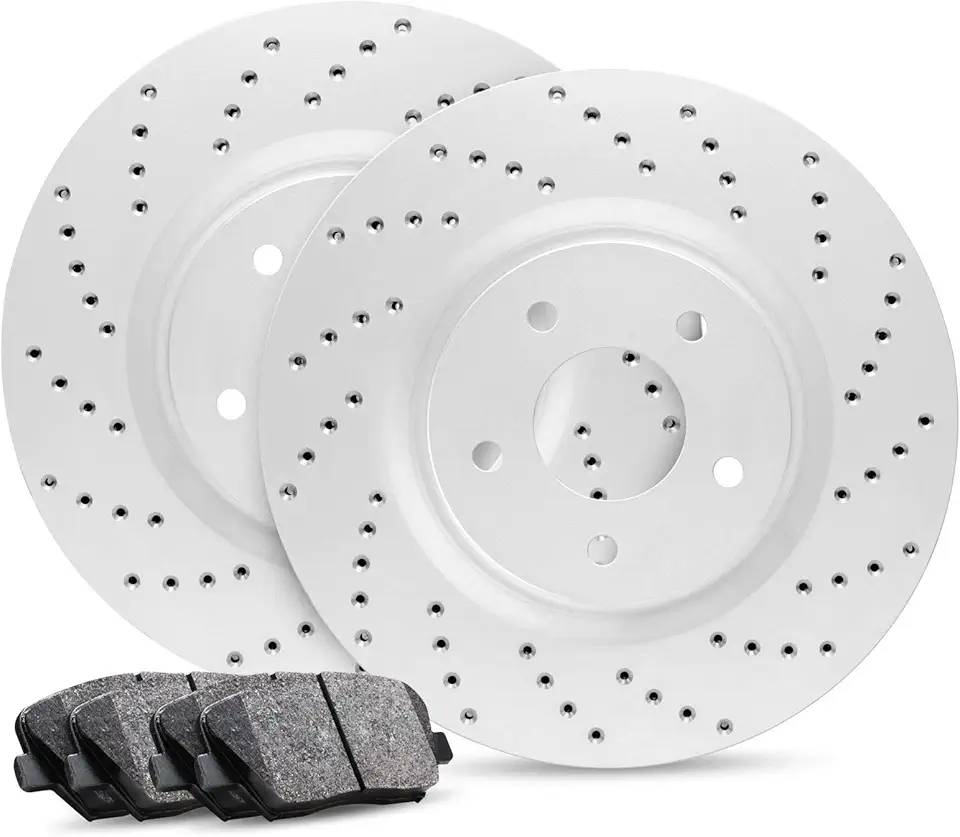 R1 Concepts Rear Brakes and Rotors Kit |Rear Brake Pads| Brake Rotors and Pads| Ceramic Brake Pads and Rotors |fits 2007-2010 Mini Cooper