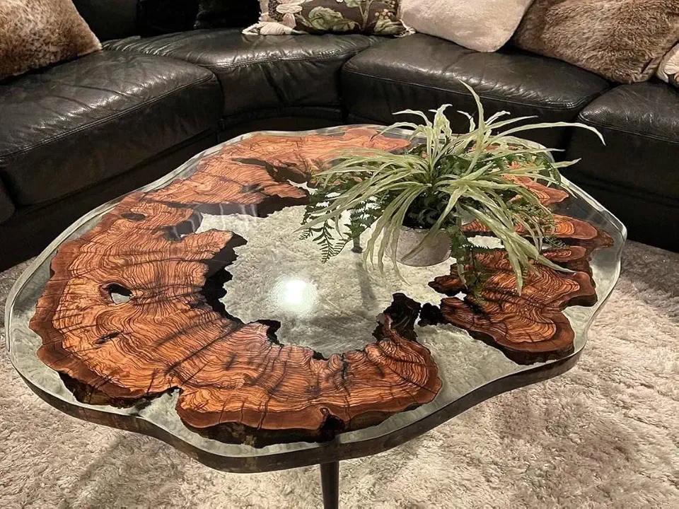 RESINHOMEFURNITURE Luxurious Crystal Resin Table Round Coffee Table Living Room Table Epoxy Dining Table Conference Table Hallway Table Side/End Table Home Décor (30
