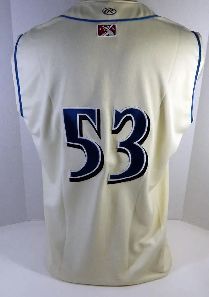 Clearwater Threshers #53 Game Used Cream Jersey 48 DP13475 - Game Used MLB Jerseys