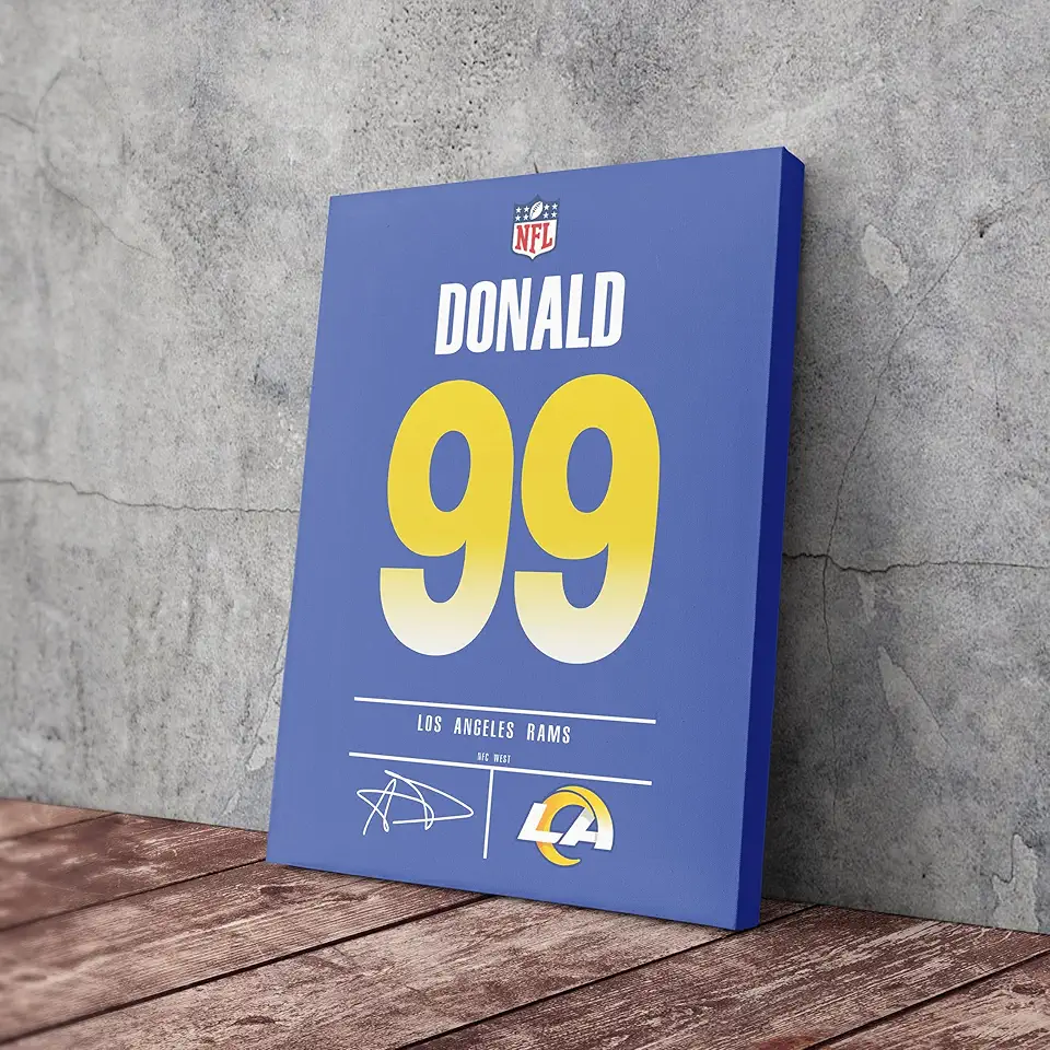 MW MERWEZI Aaron Donald Jersey Art Los Angeles Wall Art Home Decor Hand Made Poster Canvas Print(Stretched on Wood, 18