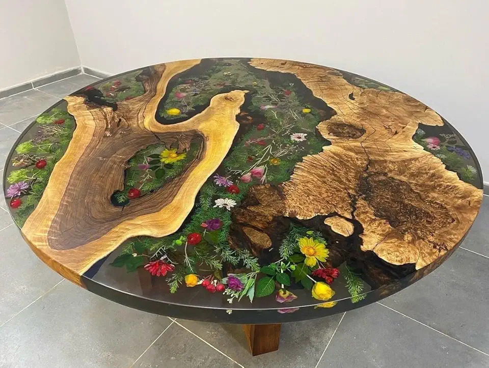 Unique Real Pressed Flower Epoxy Resin Coffee Table Living Room Table Centre Table Dining Table Hallway Table Office Table Patio Table End/Side Table Home Décor (30