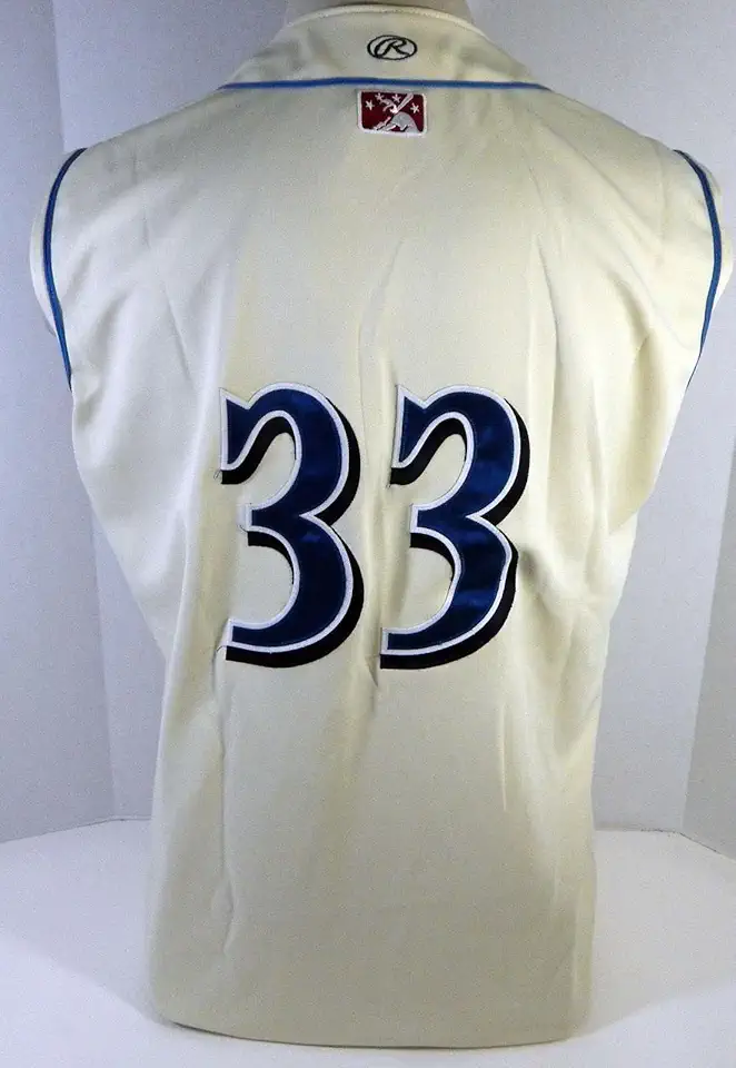 Clearwater Threshers #33 Game Used Cream Jersey Vest DP13433 - Game Used MLB Jerseys