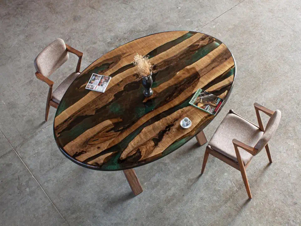 RESINHOMEFURNITURE Emerald Multi Epoxy Resin Oval Coffee Table Living Room Table Dining Table Center Table Console Table Patio Table End/Side Table Home Décor (30