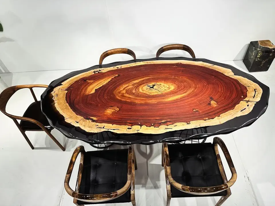 RESINHOMEFURNITURE Premium Live Edge Black Epoxy River Round Dining Table Coffee Table Console Table Living Room Table Center Table Patio Table Home Décor (30