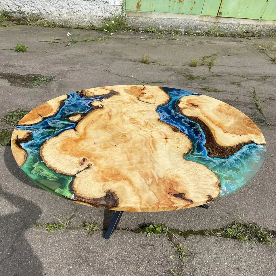 RESINHOMEFURNITURE Nature’s Flow Epoxy Dining Table Coffee Table Living Room Table Kitchen Table Conference Table Home Decor Console Table Patio Table Counter Top (30 Inches Tall, 66 x 66 Inches)