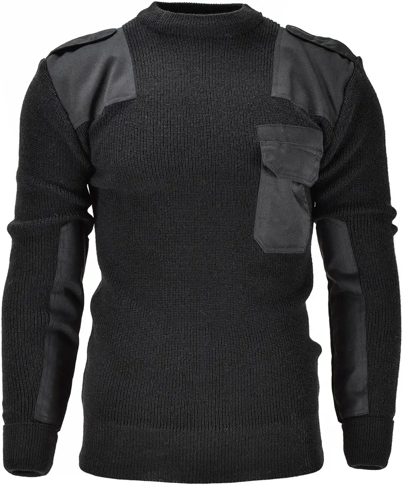 German Army Style Mil-Tec Pullover Commando Jersey Black Sweater Wool Blend