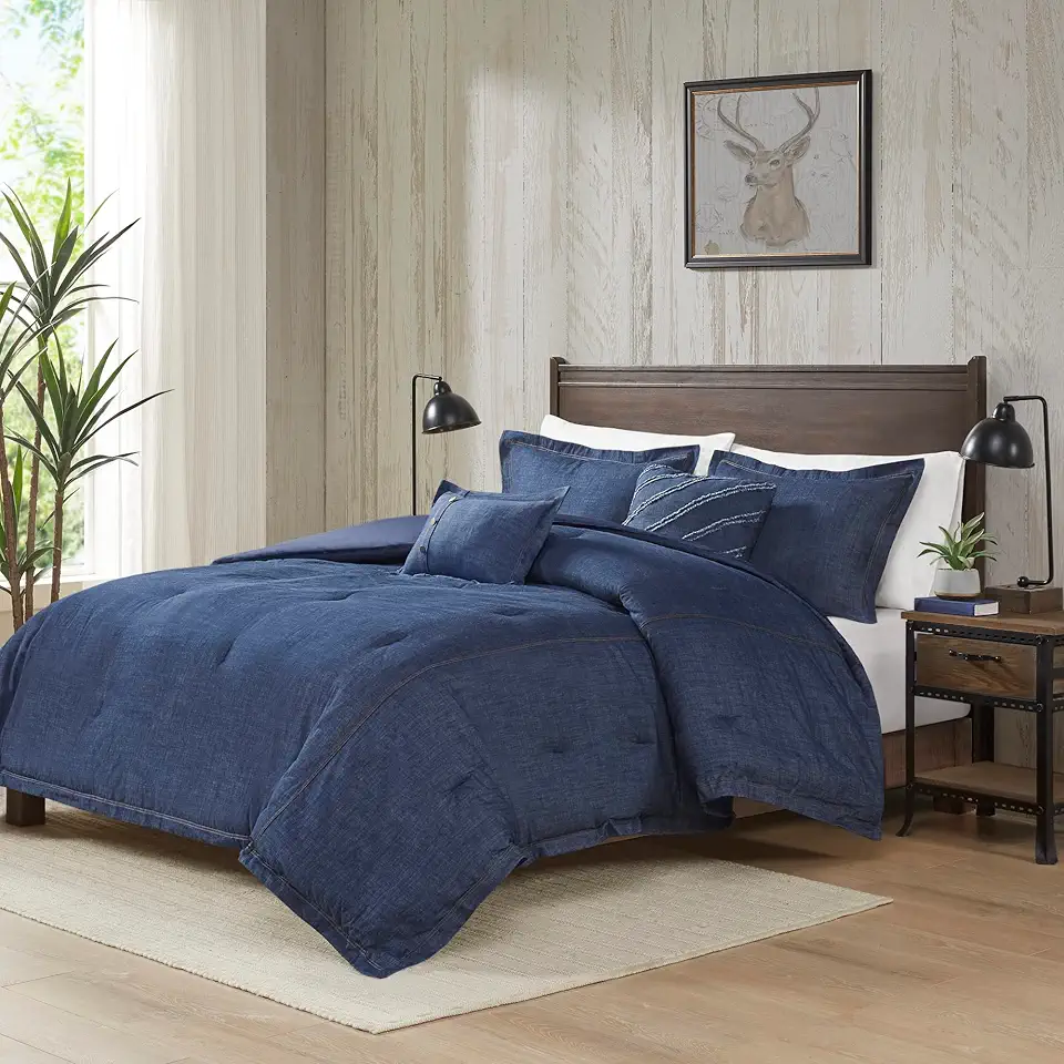 Calvin Klein - King Duvet Cover Set, Soft Modern Cotton Melange Jersey Bedding with Matching Shams, Snap Closure, (Blue)