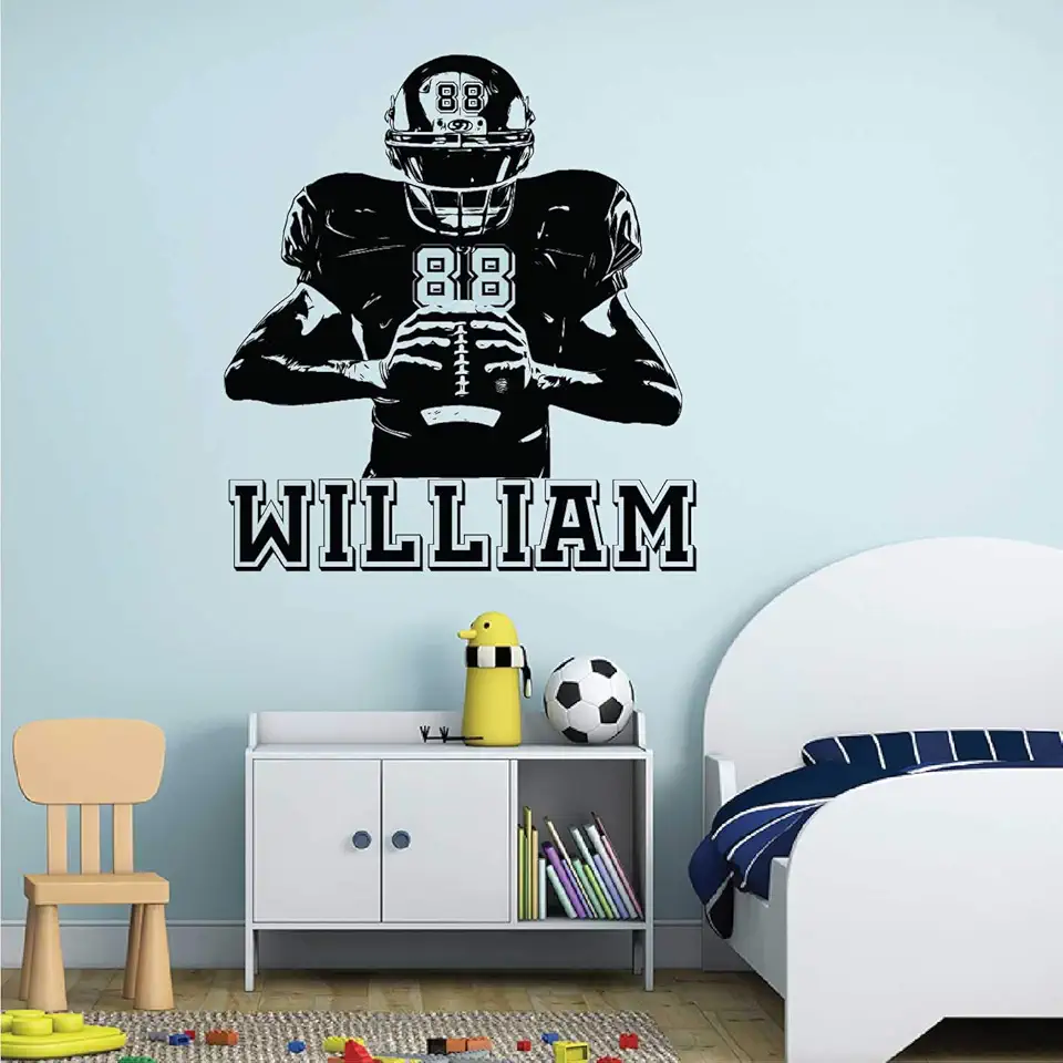 Personalized Custom Football Wall Decal - Numbers Custom Player Jerseys - Choose Your NameVinyl Decal Sticker Decor Kids Bedroom 11 (46x51) Inches
