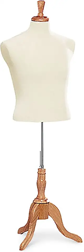 SSWBasics Male Cream Jersey Shirt Form - Mannequin Torso - Full-Body Sewing Mannequin - Perfect for Tailoring and Display