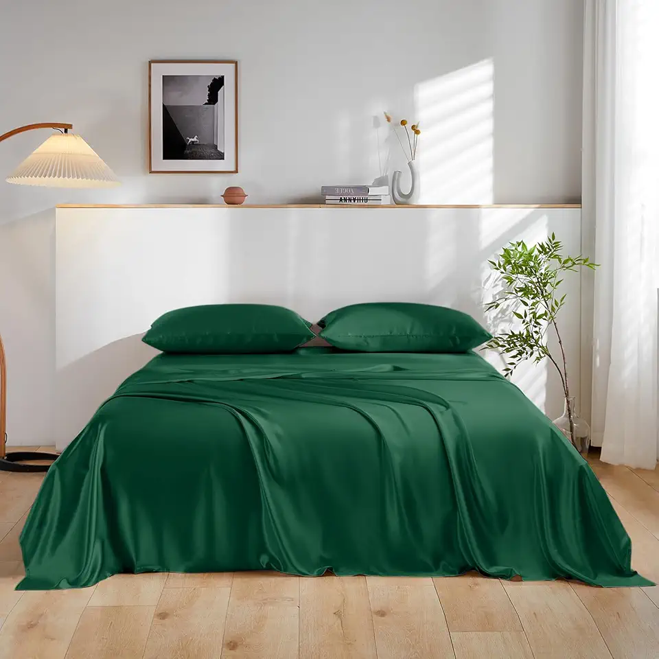 PURE ERA Jersey Knit Duvet Cover Set 100% T-Shirt Cotton Super Soft Comfy 3pc Bedding Set with Zipper Closure (Solid Forest Green, Queen, 90