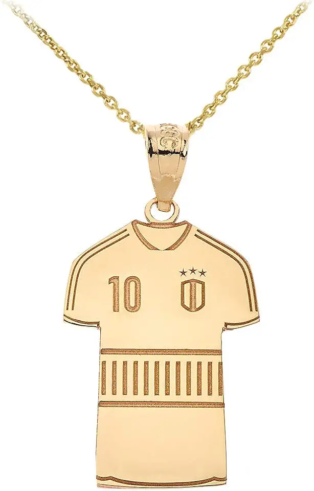 Sponsored Ad - Sports Charms Certified 10k Yellow Gold Customized Soccer Jersey Necklace with Your Name and Number