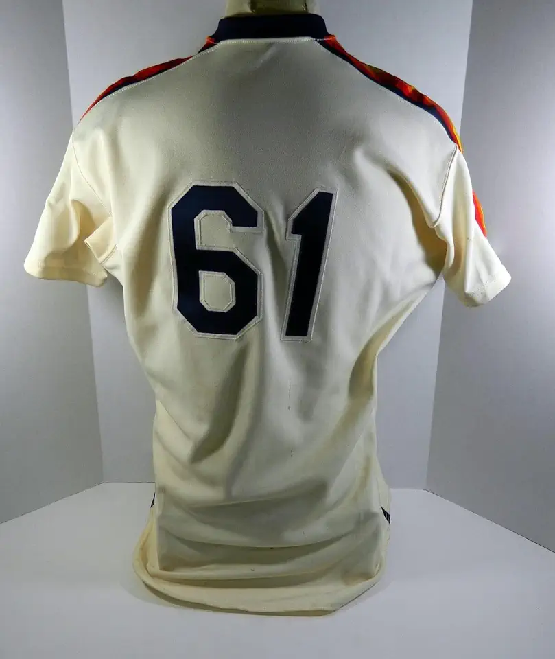 1989 Houston Astros #61 Game Used Cream Jersey Name Plate Removed DP08429 - Game Used MLB Jerseys