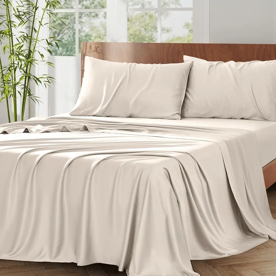 PURE ERA Jersey Knit 4pc Bed Sheet Set 100% T-Shirt Cotton Super Soft Comfy Breathable Fits Mattress Up to 20