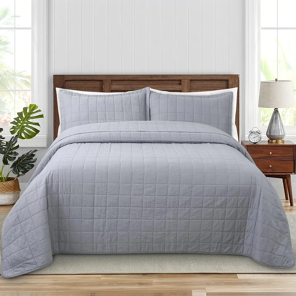 Sponsored Ad - Wonderful 100% Cotton Jersey Knit Quilt - Rice Stitch White Queen Quilt with Two Pillow Shams - Soft & Breathable, All-Season Use, Hypoallergenic, Prewashed, Bedspread & Coverlet, 94