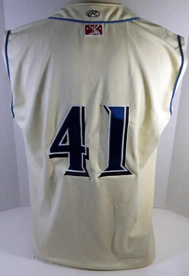 Clearwater Threshers #41 Game Used Cream Jersey Vest 48 DP13463 - Game Used MLB Jerseys