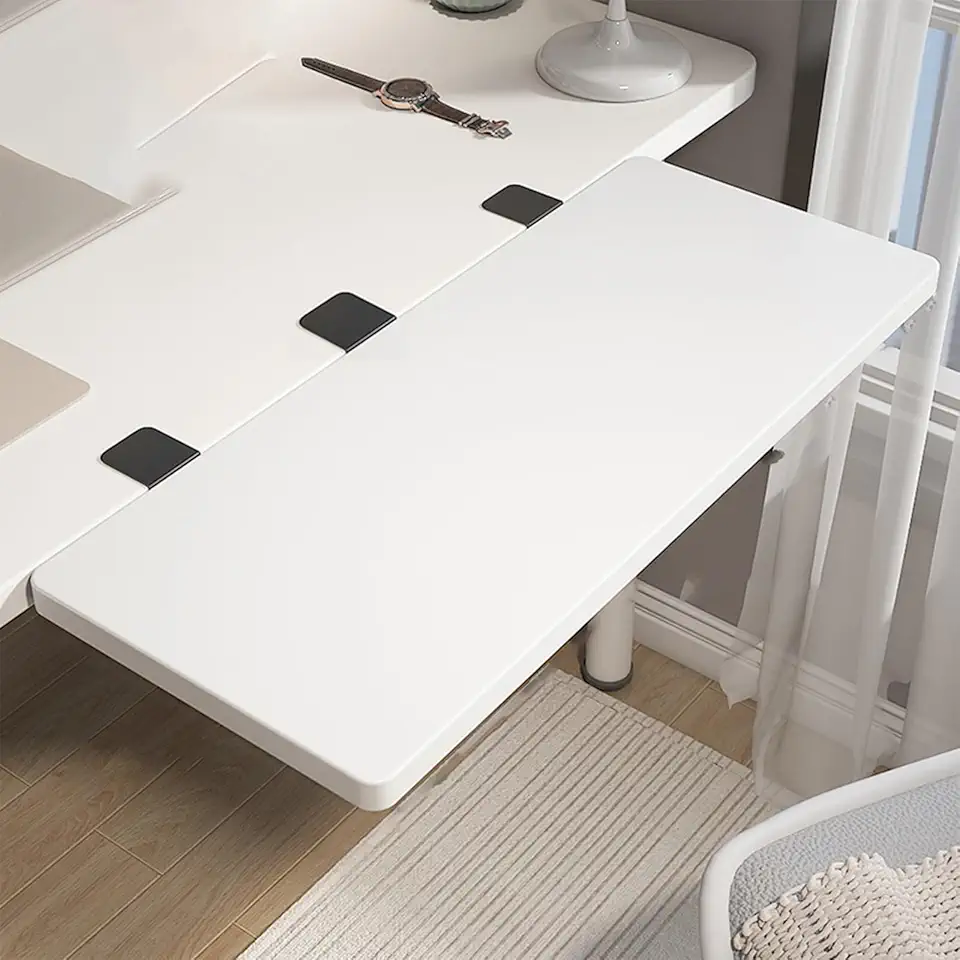 Desktop extension folding work table、Removable extension desk，Desktop extension table board with adjustable metal bracket，Easy to install and retract，Can Be Used As A Desk, Office Desk, Dining Table.
