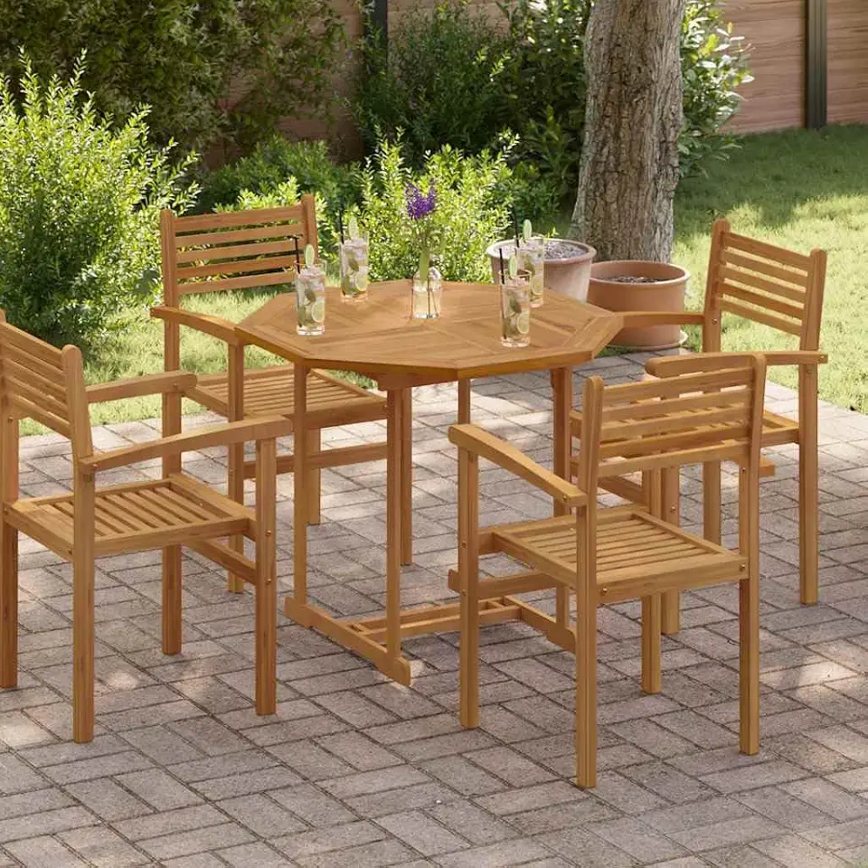 Octagonal Solid Teak Wood Table Top, 35.4 in, Water-Based Finish, Durable Indoor/Outdoor Desk Tabletop, 17.2 lbs, for Dining, Restaurant, Workbench