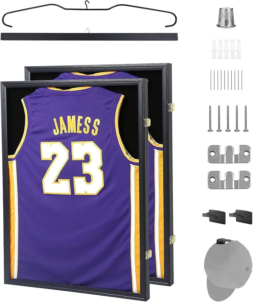 2 Pack Jersey Frame Dsiaply Case + Large Dumbbell 10 Lbs x 2