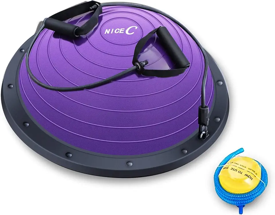 Nice C Jersey Frame Display Case 2 Pack, LED Shadow Box Display Cases + Nice C Balance Ball, Half Ball, Balance Ball, Exercise Workout Trainer, with Resistant Band, Strength Fitness Yoga