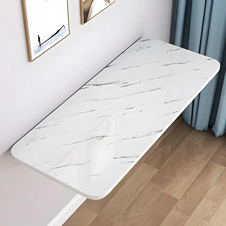 Wall Mounted Folding Table, Foldable Study Wall Computer Desk, Fold Away Dining Table, Space Saving Floating Desk for Home Office Living Room Bedroom