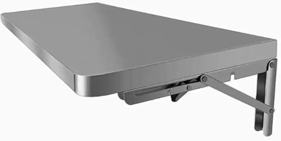 Wall Mounted Folding Table - Stainless Steel Drop Leaf Desk, Space-Saving Dining Table & Invisible Floating Shelf for Small Spaces, Kitchen & Laundry (120x30cm/48x12in)