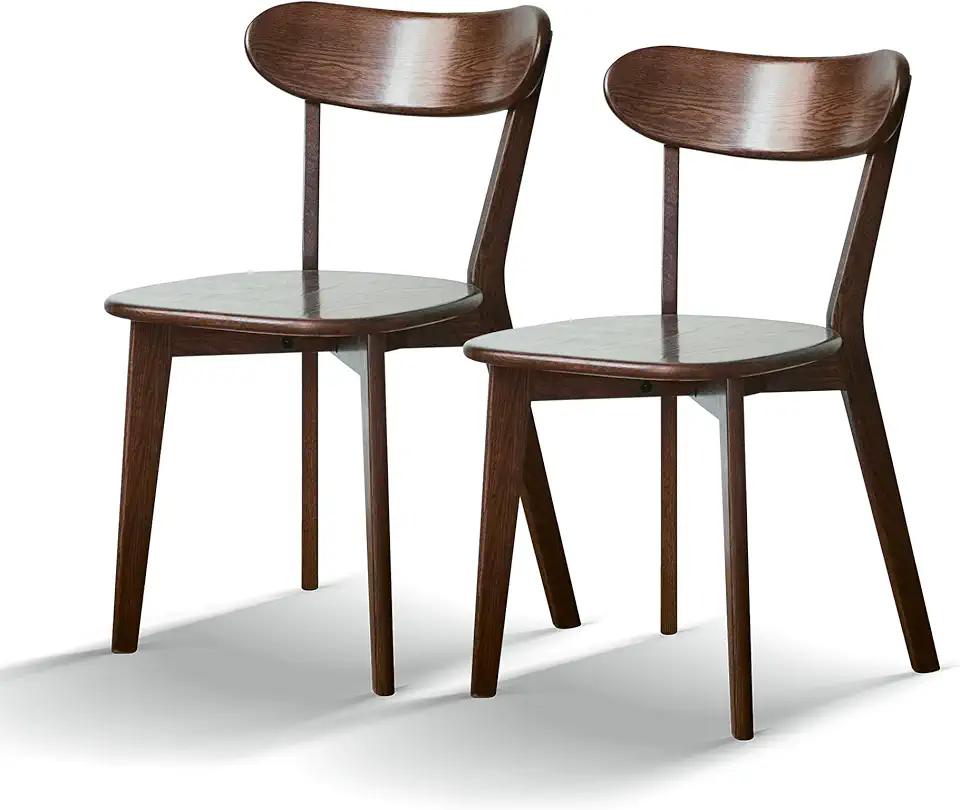 Modern Dining Chairs,Premium Solid Sturdy Stable Oak Wood Chair In American Design Crafted,Ergonomic Support,Easy Clean,Applicable To Front Porch,Outdoor Lounge,Garden,Reception Room,Patio,Walnut-Soli