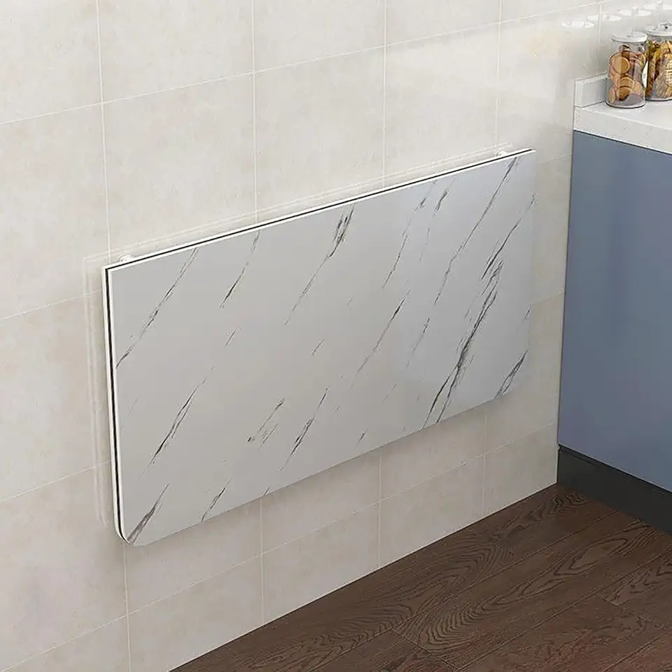Wall Mounted Table,Wall Collapsible Desk,Wall Drop Leaf Table Fold Down Kitchen Workbench,with Marble Texture for Home Office/Laundry/Home Bar/Kitchen & Dining Room