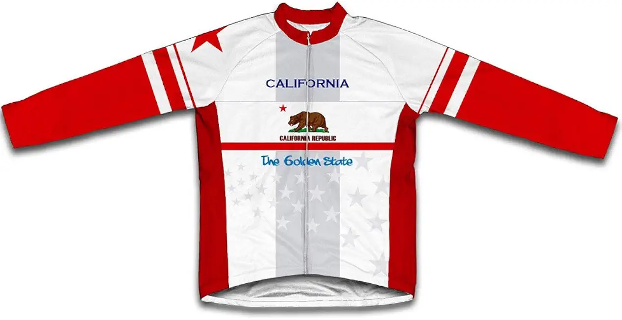 ScudoPro California Flag Winter Thermal Cycling Jersey for Men