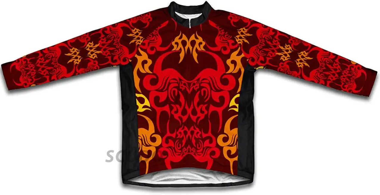 ScudoPro Red Black Tattoo Sheme Winter Thermal Cycling Jersey for Women