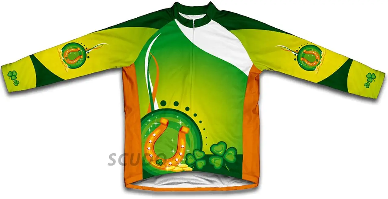 ScudoPro St. Patrick's Day Horse Shoe Winter Thermal Cycling Jersey for Men
